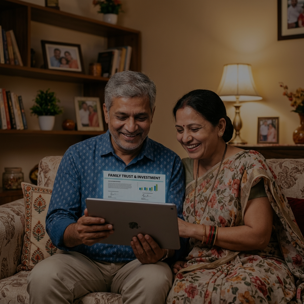 Indian couple consulting about solar